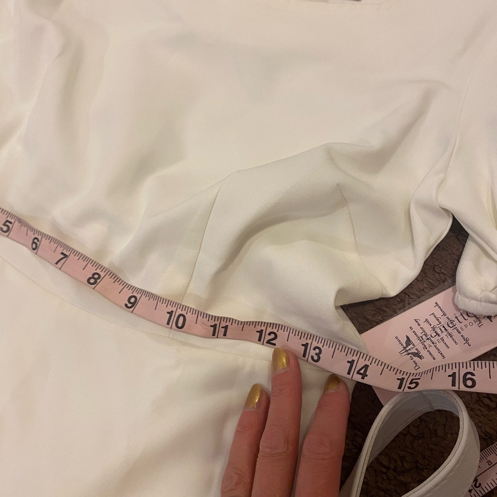 Nanette Lepore Cream Fit Flare Dress Stretch A Line Puff Sleeve 2 NEW $128 - Picture 10 of 15